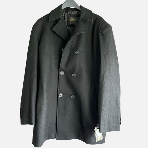 Maxxsel Double Breasted Wool Blend Black Peacoat XL NWT - Picture 2 of 9